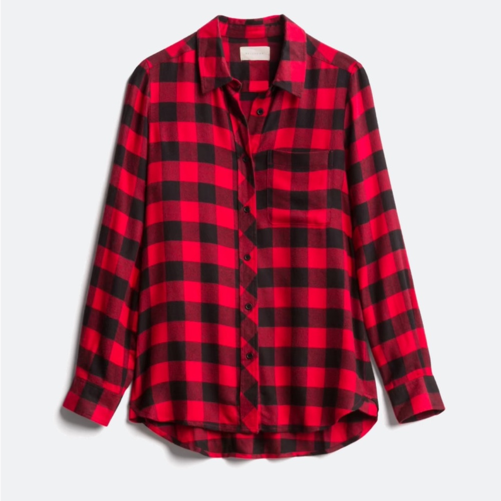 Plaid Button Down Shirt with Pocket - Women’s Size Small
